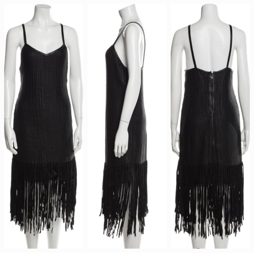 Haute Hippie Black Fringe Knit Midi Slip Dress - Picture 4 of 15